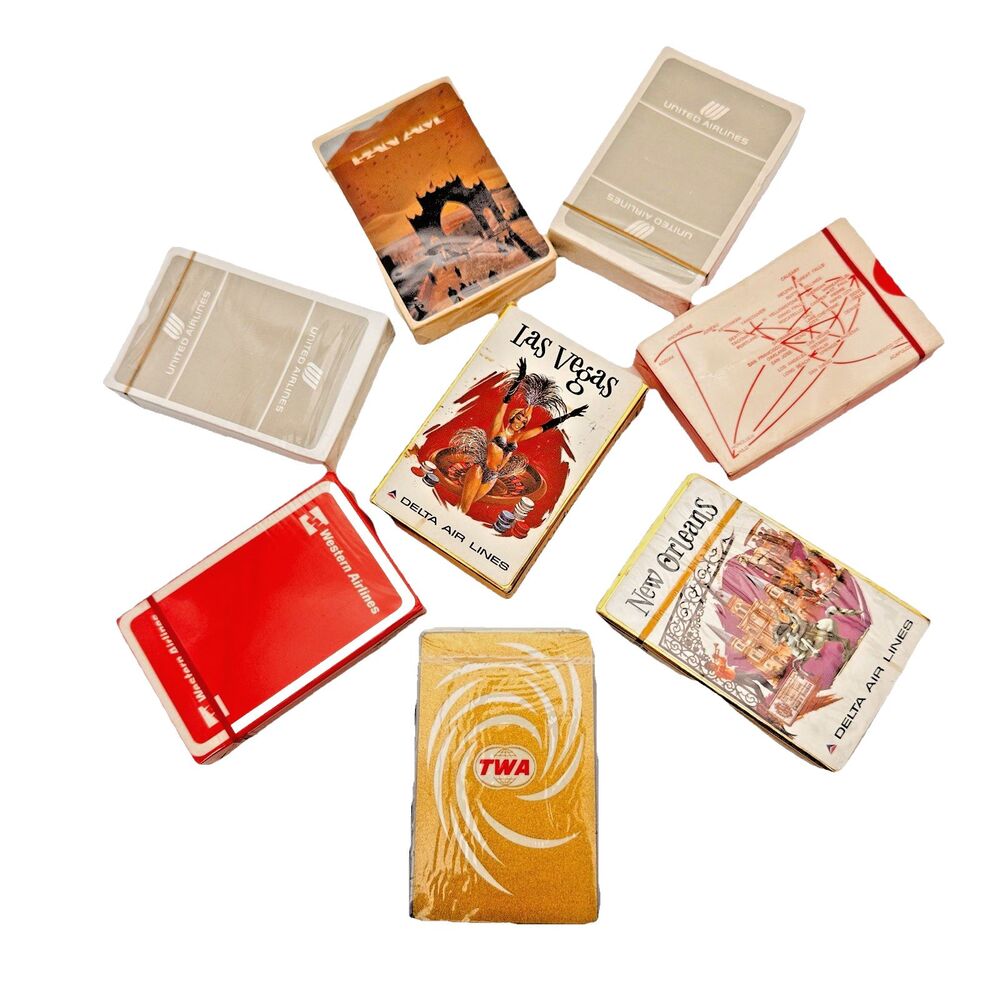 Vintage Airline Playing Cards Lot SEALED Delta United TWA Las Vegas 8 Decks